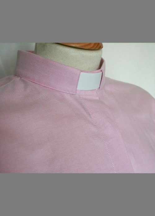 Women's Cotton Tab CollarClergy Blouse - Pink Oxford