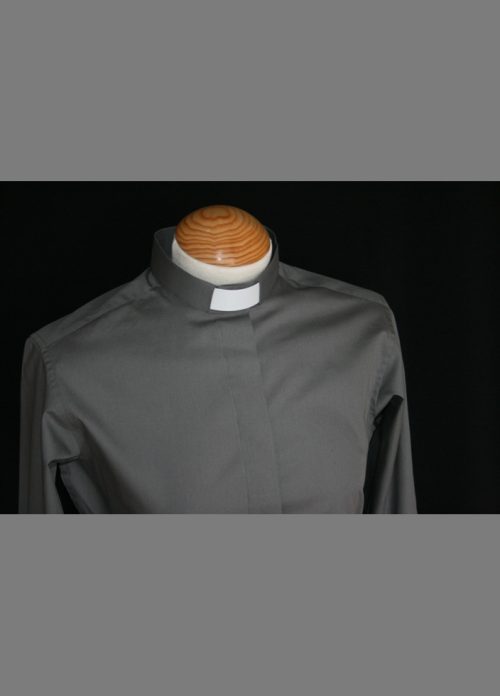 Womens Poly Cotton Dark Grey Clergy Blouse