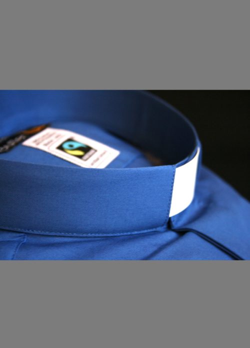 Womens Poly Cotton Tab Collar Clergy Blouse Royal Blue