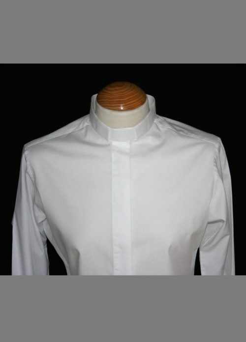 Women's Poly Cotton White Tab Collar Clergy Blouse