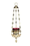 10 Inch Hanging Votive Holder with Ruby Glass
