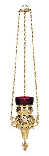 16 Inch Hanging Votive Holder with Ruby Glass