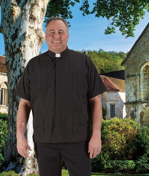 Panama Black Clergy Shirt Short Sleeve