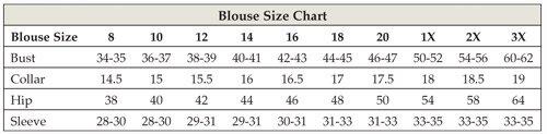 Women's Clergy Blouse Size Chart