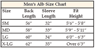 Clergy Alb Size Chart