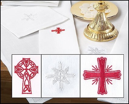 Embroidered Symbols Corporal Altar Linen Pkg of 3