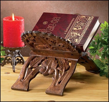 Hand Carved Wood Bible Stand