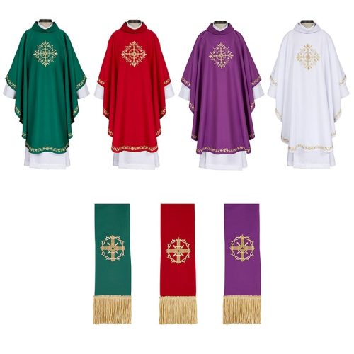 Holy Trinity Cross Clergy Chasuble Set of 4