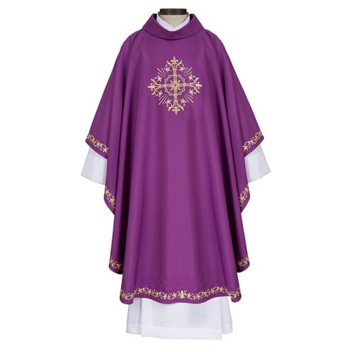 Holy Trinity Cross Purple Clergy Chasuble