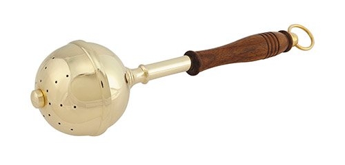 Holy Water Sprinkler Wood and Brass Handle