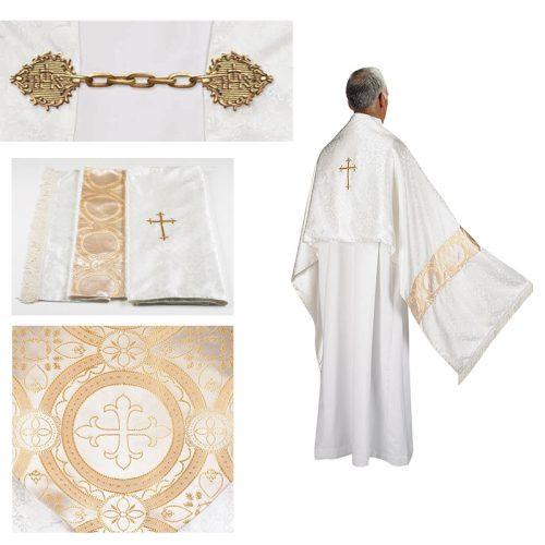 Jacquard Clergy Humeral Veil with Gold Cross