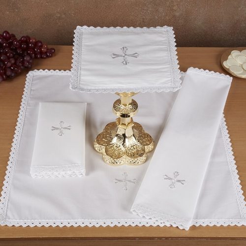 Lace Trim Embroidered Cross Altar Linen