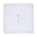 Lace Trim Embroidered Cross Chalice Pall with Insert Pkg of 4