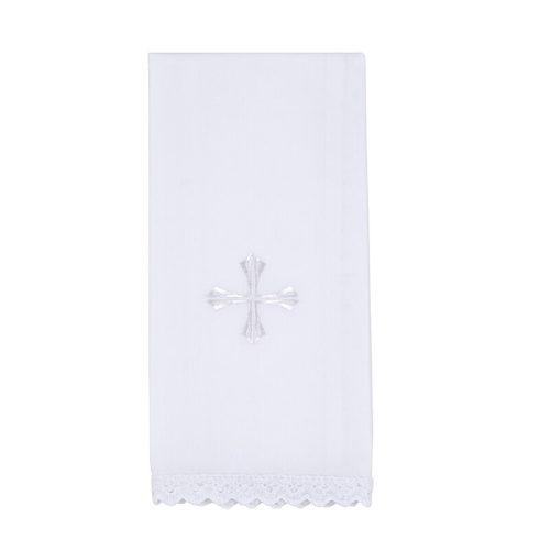 Lace Trim Embroidered Cross Purificator Pkg of 4