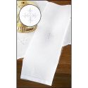 Embroidered White Fleur De Lis Cross Lavabo Towels Pkg of 3