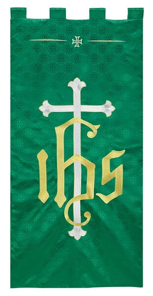 Maltese Jacquard Green Church Banner