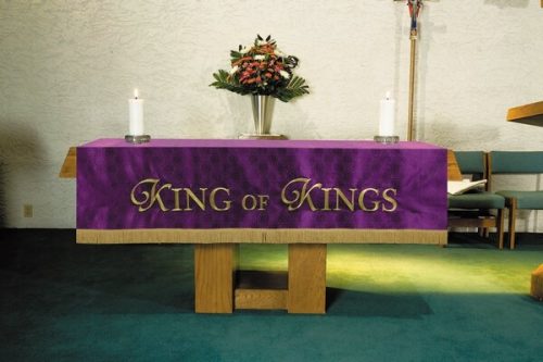 Maltese Jacquard Purple Altar Frontal for Lent and Easter