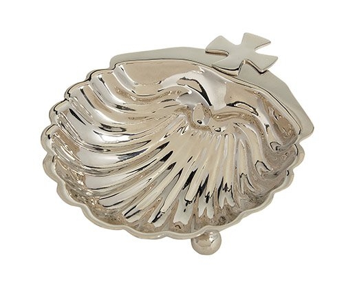 Nickel Plated Baptismal Shell with Cross