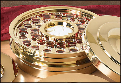 Stackable Brass Finish Communion Tray 40 Servings