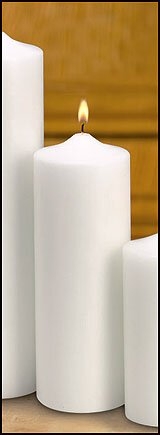 Plain White Pillar Church Candle 3 Size Options