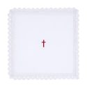 Red Cross with Lace Trim Chalice Pall with Insert Pkg of 4