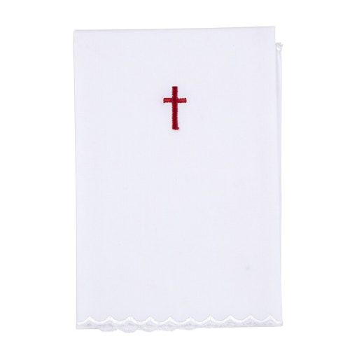 Red Cross with Lace Trim Purificator Pkg of 4