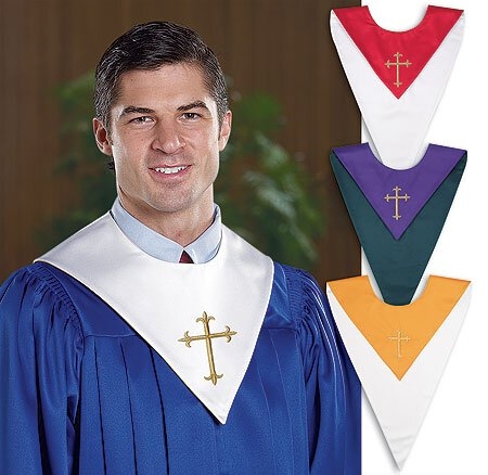Reversible Choir Stole with Cross Pkg of 6