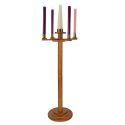 Round Base Church Advent Candlestick Oak Stain