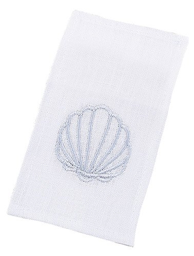 Shell Baptismal Napkin Silver Embroidery 4 Pk