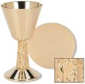 Satin Cup with Hand Cast Vine Stem Chalice and Paten Set