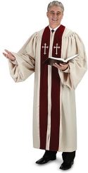 Men's Pulpit Robe Cream Color with Embroidered Crosses