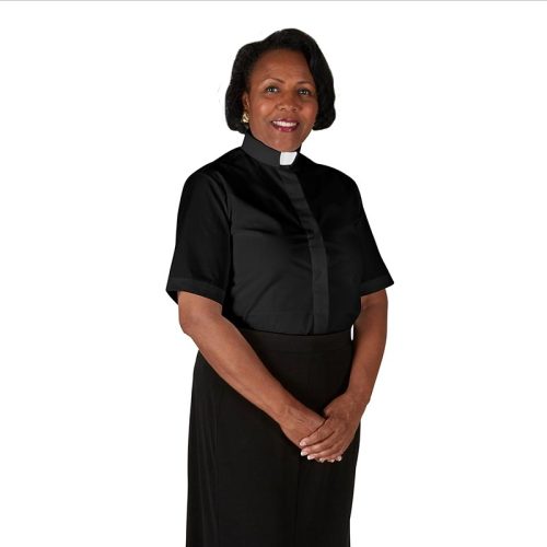 Womens Short Sleeve Tab Collar Clergy Shirt