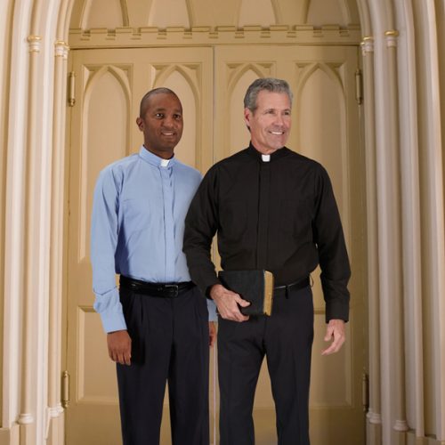 Mens Long Sleeve Comfort Neckband Clergy Shirt