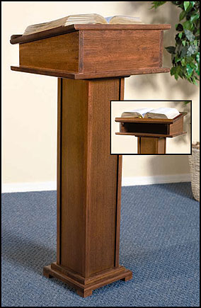 Church Lectern with Shelf Maple Stain