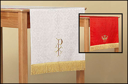 Reversible Table Runner with Dove: Red/White Parament