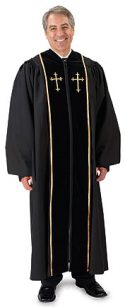 Pulpit Robe with Embroidered Gold Crosses