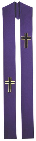 Advent Purple Clergy Overlay Stole Crosses