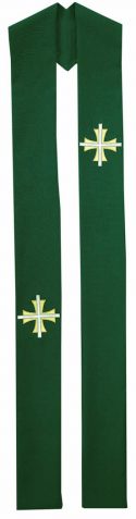 Clergy Overlay Stole Green with Two Tone Crosses