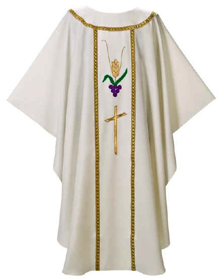 Grapes Wheat Cross Clergy Chasuble Vestment