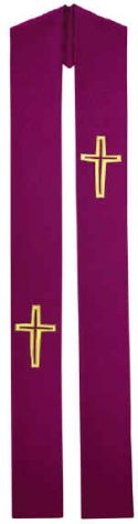 Lenten Purple Clergy Overlay Stole Gold Crosses