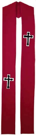 Red Clergy Overlay Stole Crosses