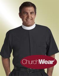 mens short sleeve clergy shirt black full collar